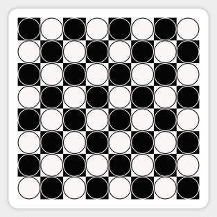 black and white geometrical design with squares and circles Sticker